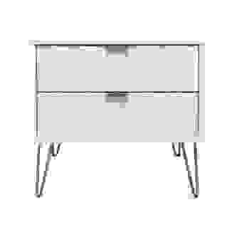 Diamond 2 Drawer Wide Bedside Chest Gold Legs In White,Pink,Blue,Grey Or Bardolino